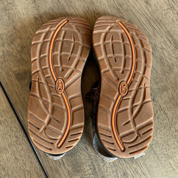 Chaco Womens 8 Creed Golden Gray Orange Sandals Double Straps - Picture 5 of 6